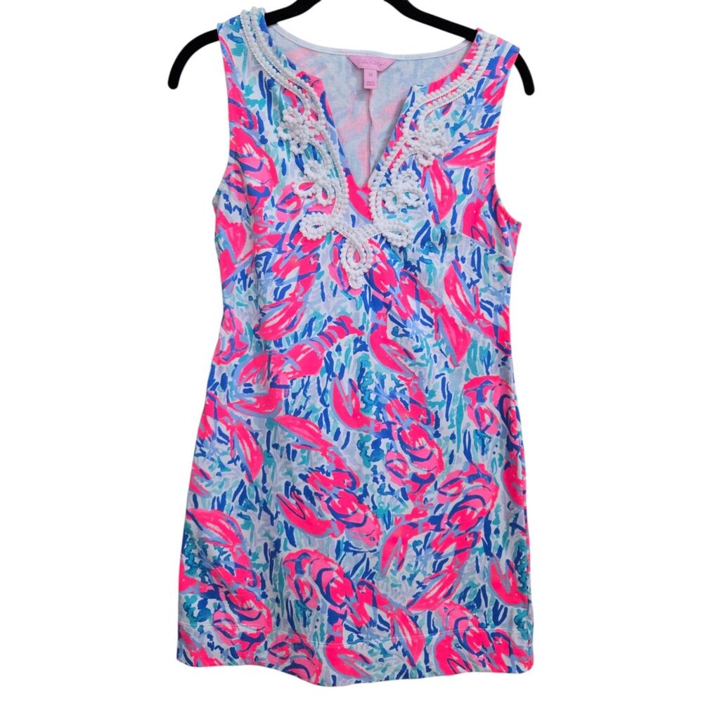 Lilly Pulitzer Harper Shift Cosmic Coral Cracked Up Lobster Roll Size XS Preppy